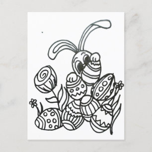 Paaskonijn met eieren briefkaart