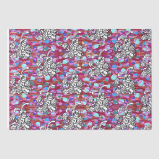 Paaskonijn met rode eieren tissuepapier (Voorkant)