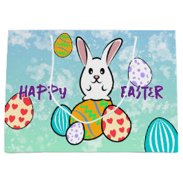 Paaskonijn op paaseieren groot cadeauzakje