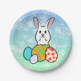 Paaskonijn op paaseieren papieren bordje