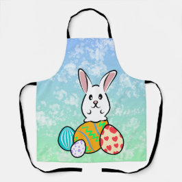 Paaskonijn op paaseieren schort