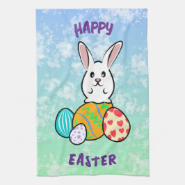 Paaskonijn op paaseieren theedoek