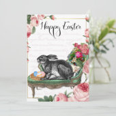 Paaskonijn, , Shabby Chic Feestdagenkaart (Staand voorkant)