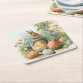 Paaskonijn Vierkante Kartonnen Onderzetter (Schuin)