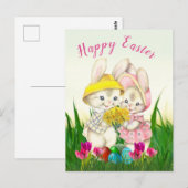  paaskonijnen in de Vloertuinfeestdag Briefkaart (Voorkant / Achterkant)