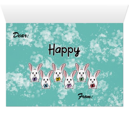 Paaskonijneneieren Wenskaart (Binenzijde Horizontaal (Onderkant))