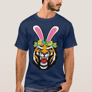 Paaskonijnentijger met bloemen t-shirt