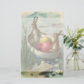 paaskonijntjes in een boot met paaseieren briefpapier (Staand voorkant)