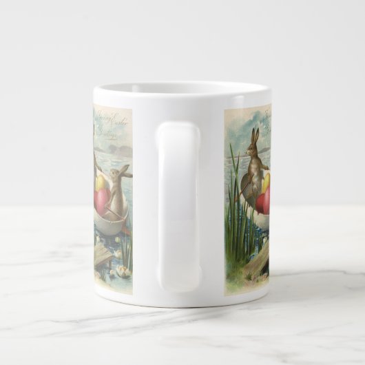 paaskonijntjes in een boot met paaseieren jumbo mok (Achterkant)