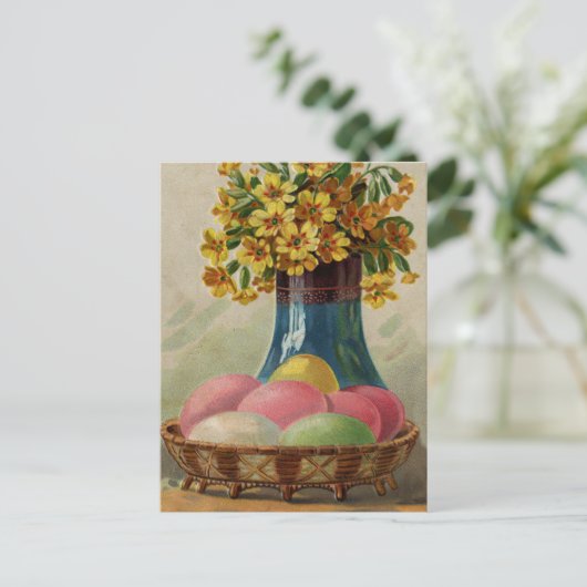 Paaskorenvloeren Antiek Feestdagenkaart (Staand voorkant)