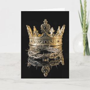 Paaskroon van doornen met gouden koningskroon kaart