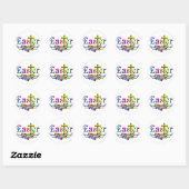 Paaskruis en bloemen ronde sticker (Vel)