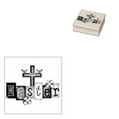 Paaskruis en duiven 	rubberstempel (Gestempeld)