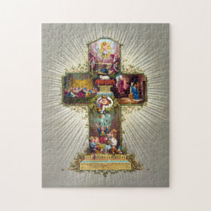 paaskruis feestdag goud legpuzzel