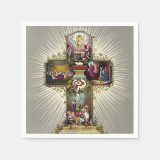 paaskruis feestdag goud servet (Voorkant)