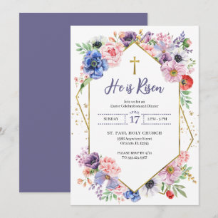 Paaskruis hij is woekerbloemen kaart