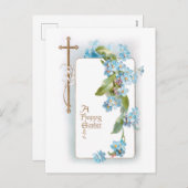 paaskruis met blauw vergeet-me-nots feestdagenkaart (Voorkant / Achterkant)