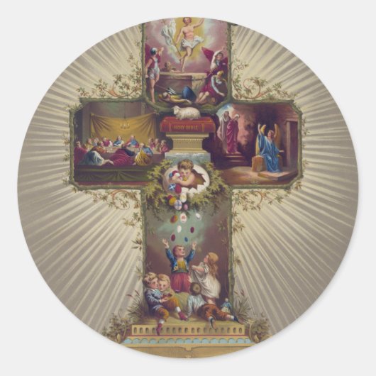 Paaskruis Ronde Sticker (Voorkant)