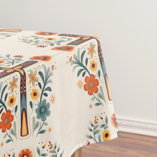 Paaskruisen en bloemen Nordic Pattern Tafelkleed (Voorbeeld)
