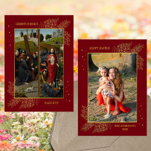 Paaskruisiging Lent Opstanding Familiefoto Feestdagenkaart