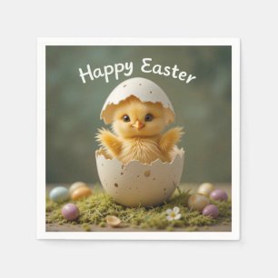 paaskuiken in ei rustiek Happy Easter Servet