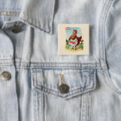 Paaskuikens Boerderij Kute Antiek Eggs Vierkante Button 5,1 Cm (In situ)