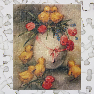 Paaskuikens, Ei met rode tulpenbloemen Legpuzzel