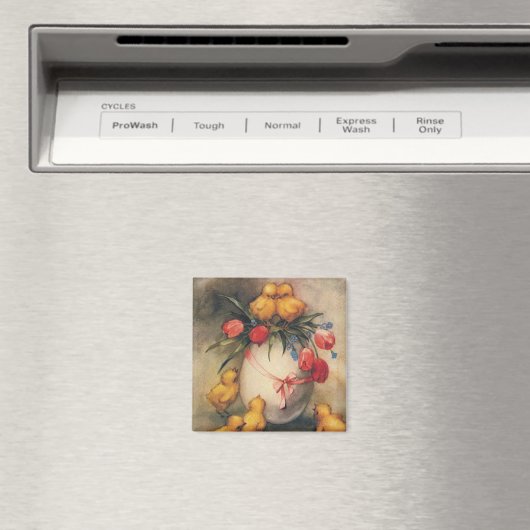 Paaskuikens, Ei met rode tulpenbloemen Magneet (Insitu (Vaatwasser))