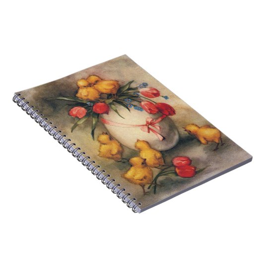 Paaskuikens, Ei met rode tulpenbloemen Notitieboek (Rechterzijde)