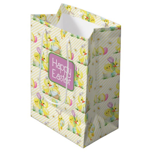 Paaskuikens en kippen met gemiddelde Baby Medium Cadeauzakje (Voorkant Gekanteld)