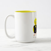 Paaskuikens met een gepersonaliseerde naam. tweekleurige koffiemok (Links)