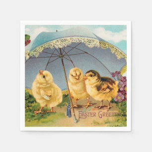  paaskuikens onder parasol servet