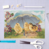  paaskuikens onder parasol tissuepapier (Craft)