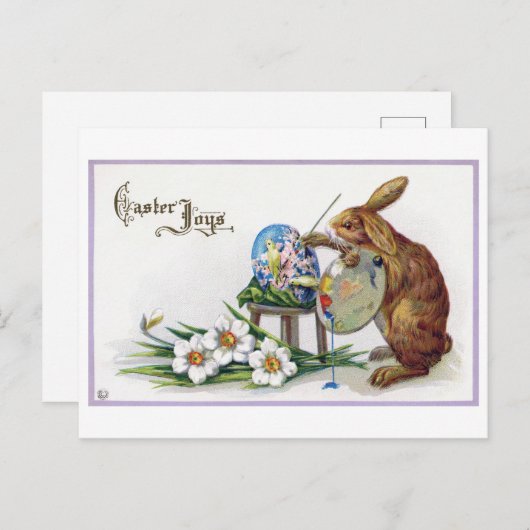 paaskunstenaar Bunny Briefkaart (Voorkant / Achterkant)