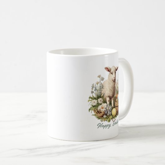  Paaslam en beschilderde eitjes aards Koffiemok (Voorkant rechts)