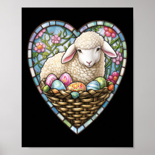 Paaslam En Paaseieren In Glas In Hart Vorm Poster