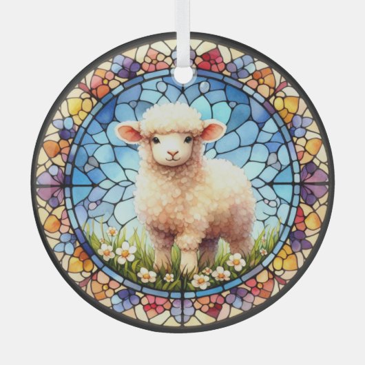 Paaslam in Glas in lood Glas Ornament (Voorkant)