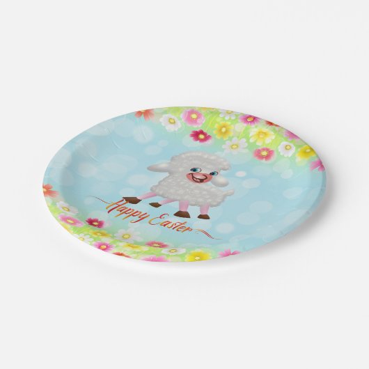 Paaslamp en -bloemen papieren bordje (Gekanteld)