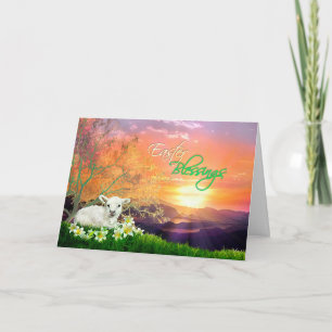 Paaslamp en zondstijging met Paaslilies Feestdagen Kaart