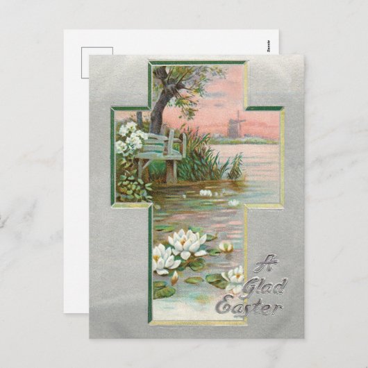  paaslandschap in dwarsbalk feestdagenkaart (Voorkant / Achterkant)