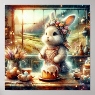 Paaslekkernijen met Cute Watercolor Konijn Bakker Poster