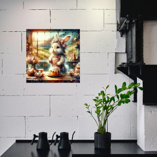 Paaslekkernijen met Cute Watercolor Konijn Bakker Poster