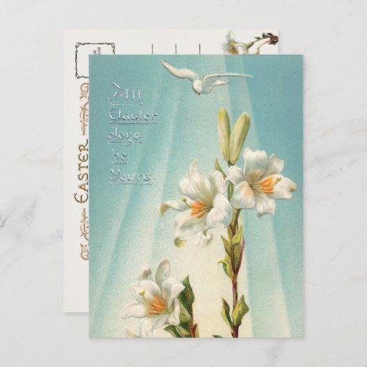 paaslelies en dove feestdagenkaart (Voorkant / Achterkant)