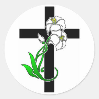 Paaslelies en dwarsdoorsnede ronde sticker