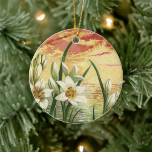  Paaslelies Zonsopgang en Victoriaans Engelen Keramisch Ornament