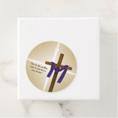 Paaslening Cross Paarse Drape Resurrection Day Bedankjes Labels (In situ)