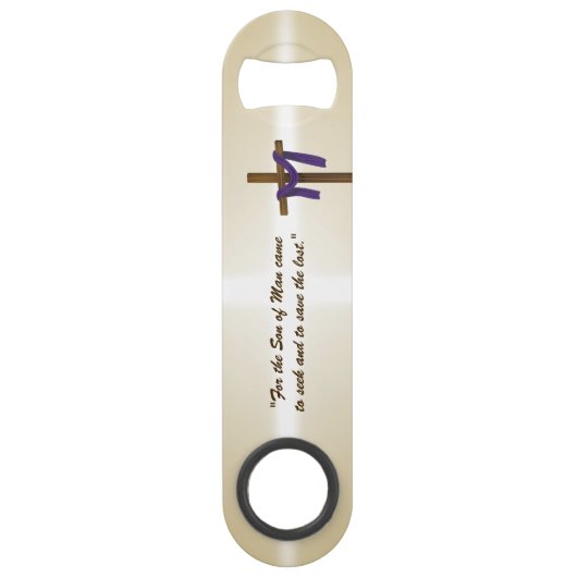 Paaslening Cross Paarse Drape Resurrection Day Speed Flessenopener (Voorkant)