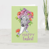 Paaslente Italiaanse windhond Whippet Bloemenkunst Kaart (Voorkant)