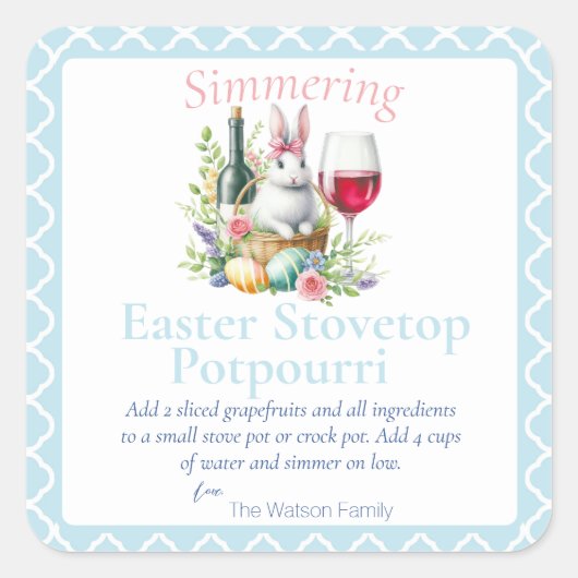 Paaslente kookplaat Potpourri Vierkante Sticker (Voorkant)