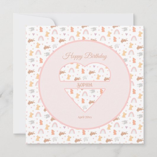 Paaslente Verjaardags Bunny Pattern Kaart (Voorkant)